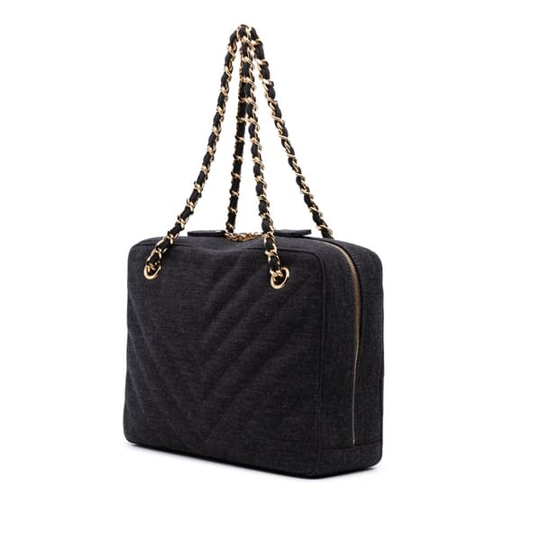 Pre-owned Chanel CC Chevron Jersey Camera Bag Gray