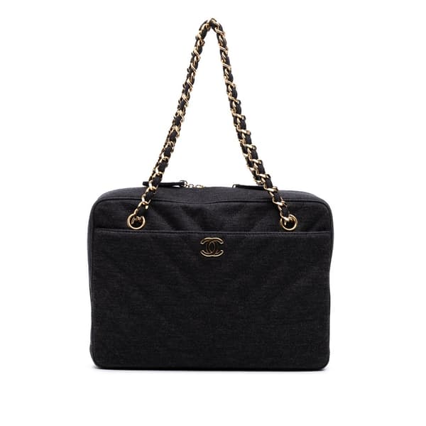 Pre-owned Chanel CC Chevron Jersey Camera Bag Gray