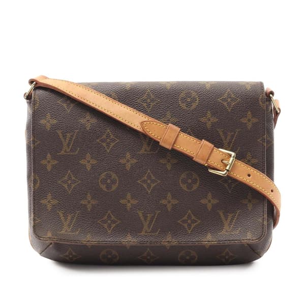 Pre-owned Louis Vuitton Monogram Musette Tango Short Strap Brown
