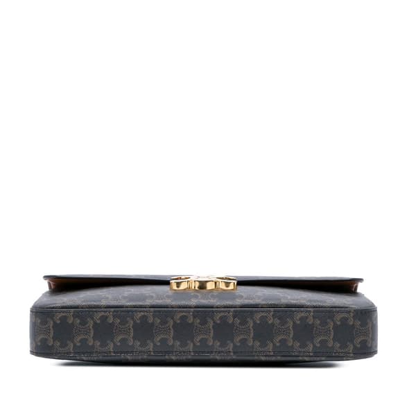 Pre-owned Celine Triomphe Coated Canvas Chain Shoulder Bag Brown