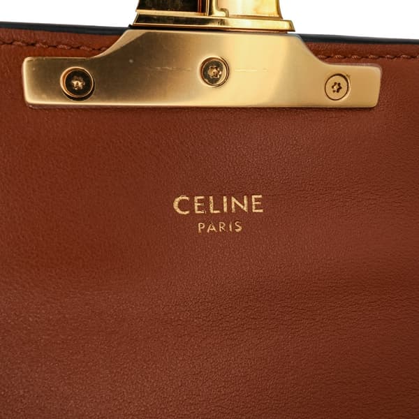 Pre-owned Celine Triomphe Coated Canvas Chain Shoulder Bag Brown