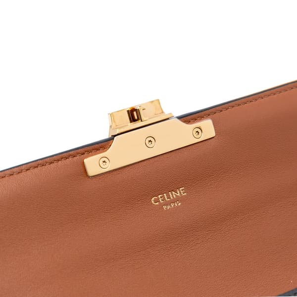 Pre-owned Celine Triomphe Coated Canvas Chain Shoulder Bag Brown
