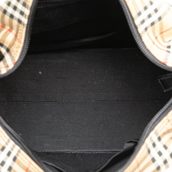 Pre-owned Burberry Haymarket Check Canvas Shoulder Bag Brown