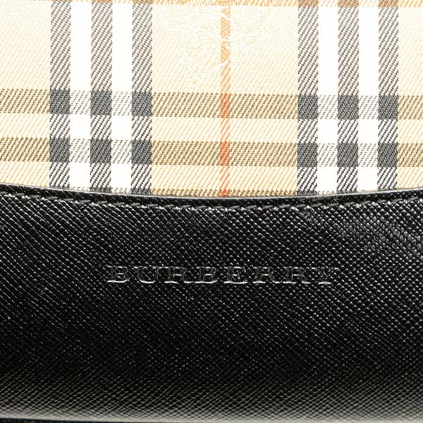 Pre-owned Burberry Haymarket Check Canvas Shoulder Bag Brown