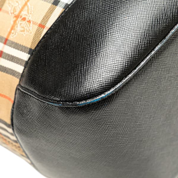 Pre-owned Burberry Haymarket Check Canvas Shoulder Bag Brown