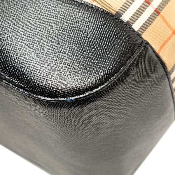 Pre-owned Burberry Haymarket Check Canvas Shoulder Bag Brown