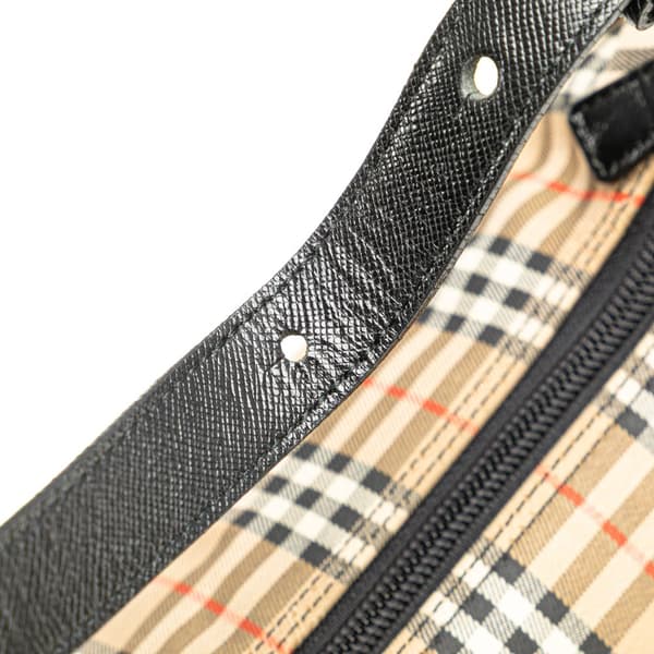 Pre-owned Burberry Haymarket Check Canvas Shoulder Bag Brown