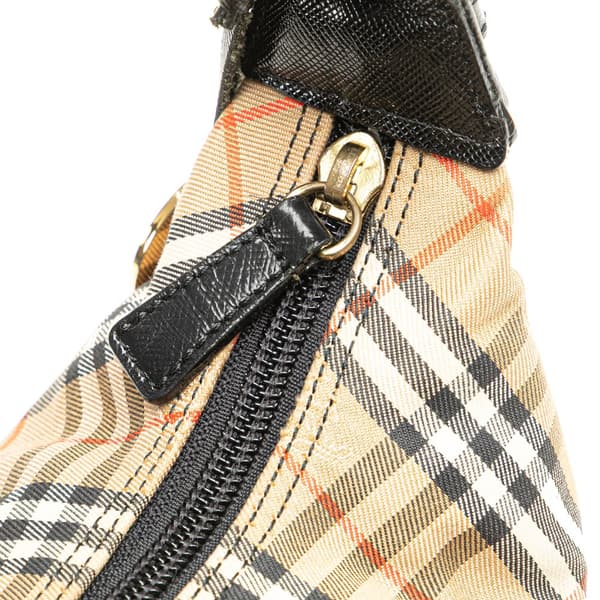 Pre-owned Burberry Haymarket Check Canvas Shoulder Bag Brown