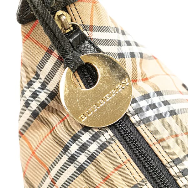 Pre-owned Burberry Haymarket Check Canvas Shoulder Bag Brown