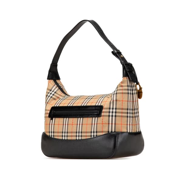 Pre-owned Burberry Haymarket Check Canvas Shoulder Bag Brown