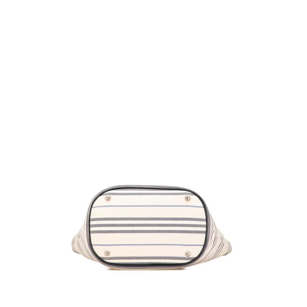 Pre-owned Burberry Stripes Canvas Shoulder Bag White