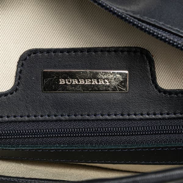 Pre-owned Burberry Stripes Canvas Shoulder Bag White