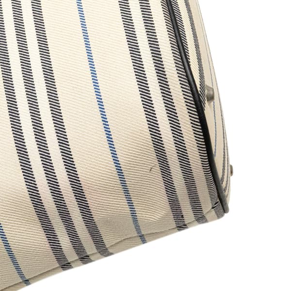 Pre-owned Burberry Stripes Canvas Shoulder Bag White