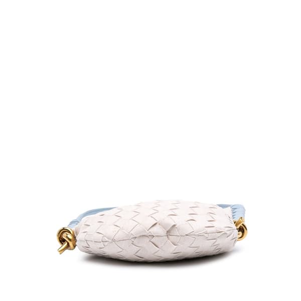 Pre-owned Bottega Veneta Small Nappa and Canvas Intrecciato Solstice Shoulder Bag Blue