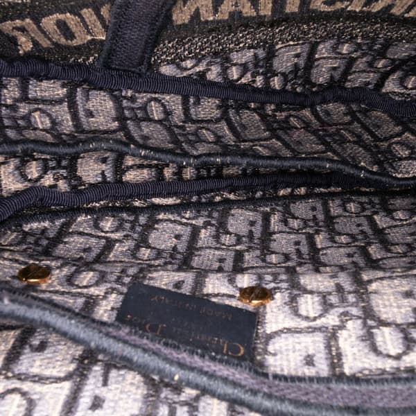 Pre-owned Dior Oblique Canvas Embroidered Saddle Bag Blue