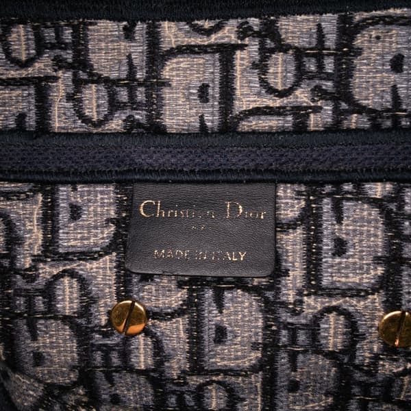 Pre-owned Dior Oblique Canvas Embroidered Saddle Bag Blue