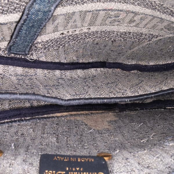 Pre-owned Dior Oblique Embroidered Denim Saddle Bag Blue