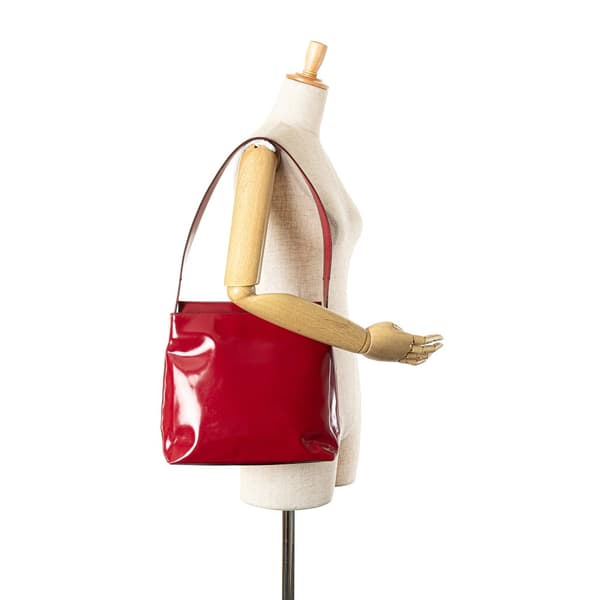Pre-owned Prada Patent Leather Shoulder Bag Red