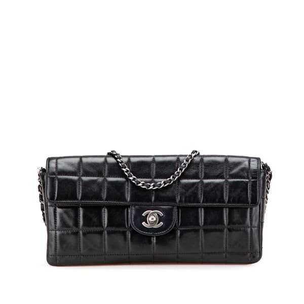 Pre-owned Chanel Chocolate Bar Lambskin East West Flap Black