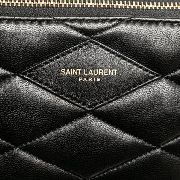 Pre-owned Saint Laurent Mini Quilted Lambskin Sade Shoulder Bag Black