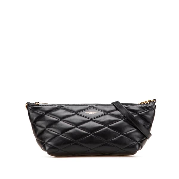 Pre-owned Saint Laurent Mini Quilted Lambskin Sade Shoulder Bag Black