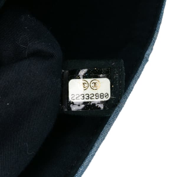 Pre-owned Chanel Medium Embroidered Denim Perfume Bottle Single Flap Blue