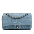 Miniatyrbild 1 av 9: Pre-owned Chanel Medium Embroidered Denim Perfume Bottle Single Flap Blue
