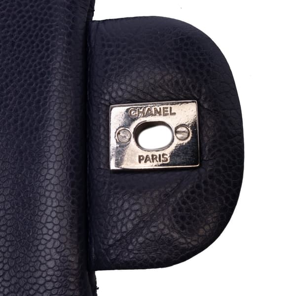 Pre-owned Chanel Medium Classic Caviar Double Flap Blue