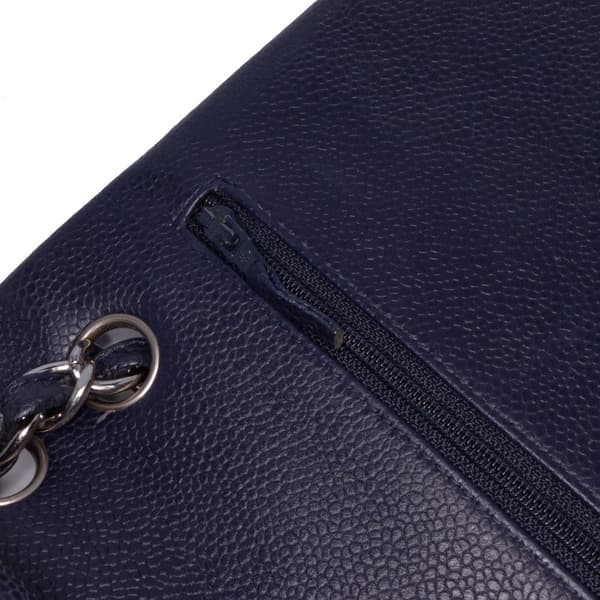 Pre-owned Chanel Medium Classic Caviar Double Flap Blue