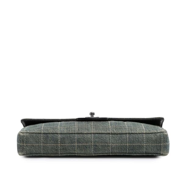 Pre-owned Chanel CC Chocolate Bar Denim East West Flap Blue
