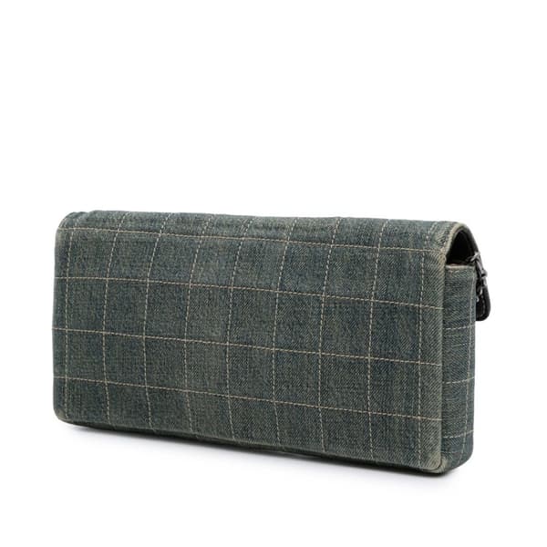 Pre-owned Chanel CC Chocolate Bar Denim East West Flap Blue