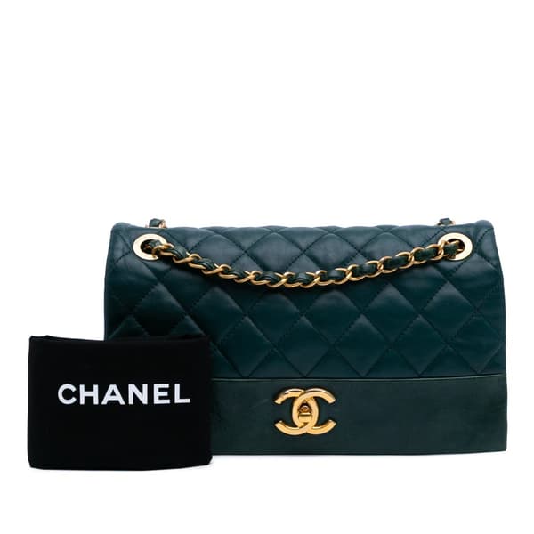 Pre-owned Chanel Medium Calfskin Soft Elegance Flap Green