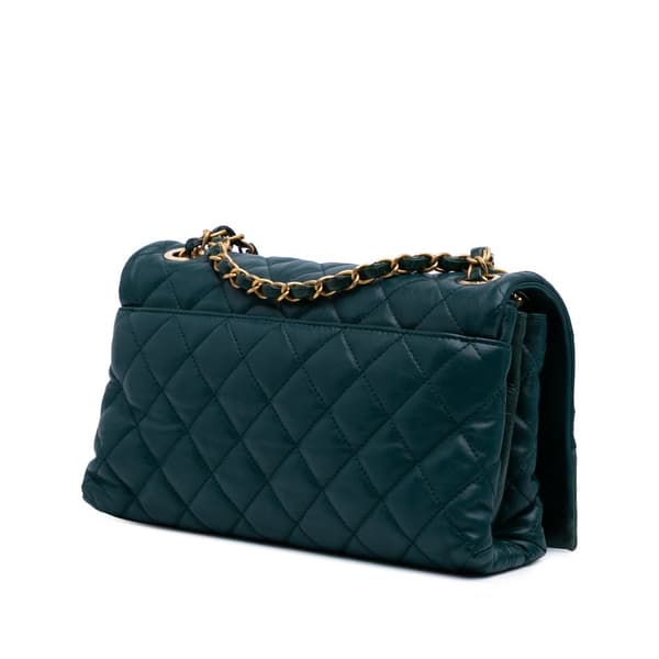 Pre-owned Chanel Medium Calfskin Soft Elegance Flap Green