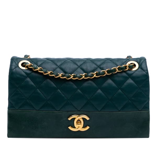 Pre-owned Chanel Medium Calfskin Soft Elegance Flap Green