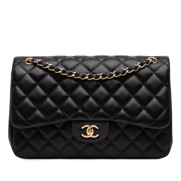 Pre-owned Chanel Jumbo Classic Lambskin Double Flap Black