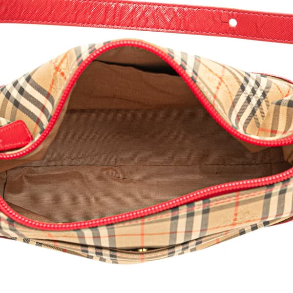 Pre-owned Burberry Haymarket Check Canvas Shoulder Bag Brown