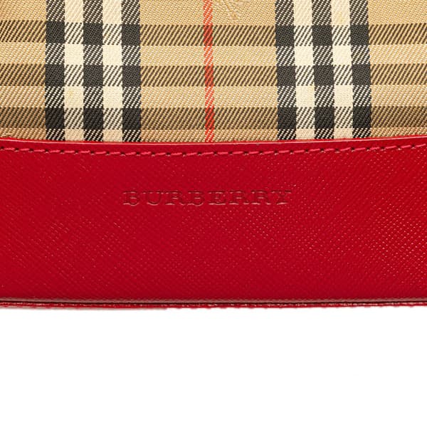 Pre-owned Burberry Haymarket Check Canvas Shoulder Bag Brown