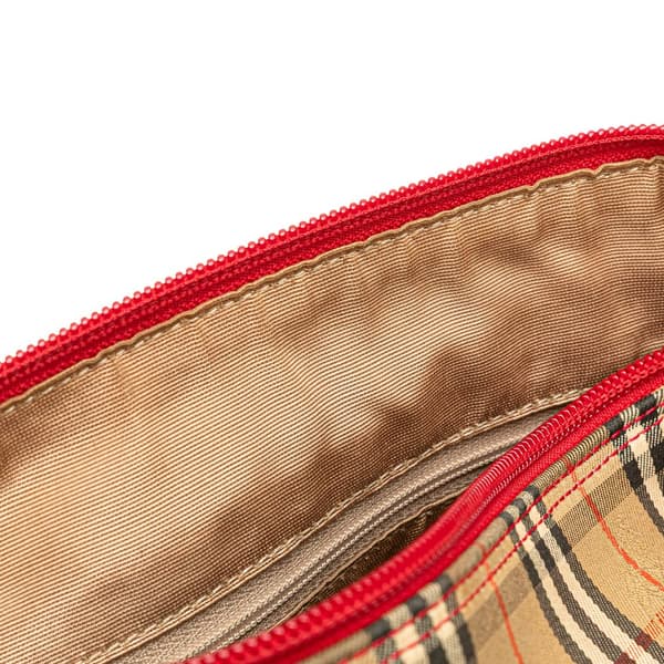 Pre-owned Burberry Haymarket Check Canvas Shoulder Bag Brown