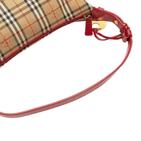 Pre-owned Burberry Haymarket Check Canvas Shoulder Bag Brown