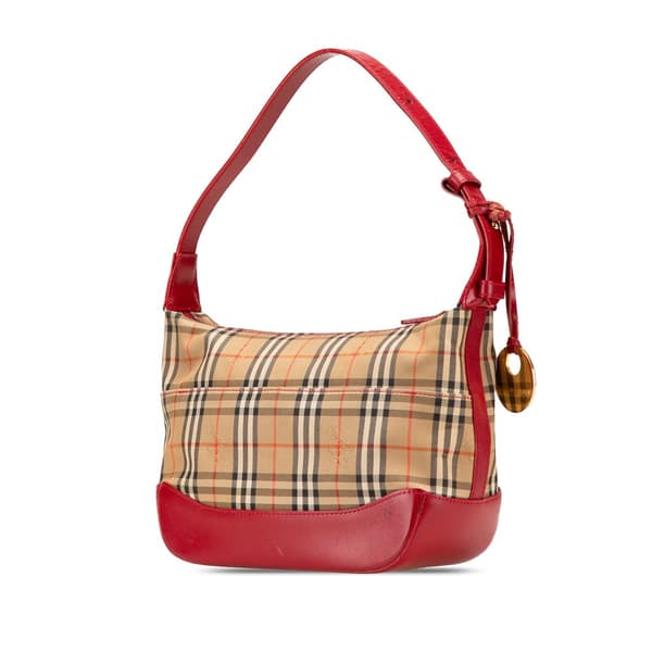Pre-owned Burberry Haymarket Check Canvas Shoulder Bag Brown