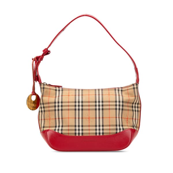 Pre-owned Burberry Haymarket Check Canvas Shoulder Bag Brown