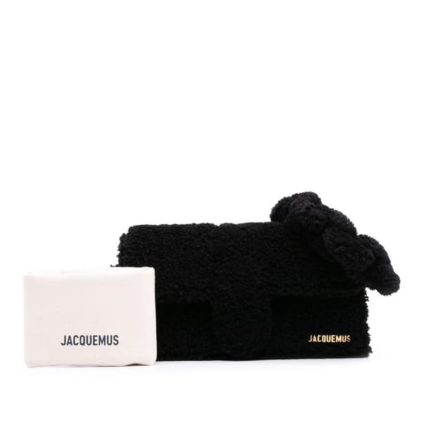 Pre-owned Jacquemus Shearling Le Bambidou Shoulder Bag Black