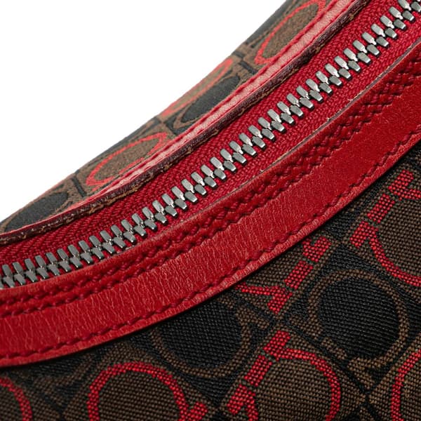 Pre-owned Ferragamo Gancini Canvas Shoulder Bag Brown