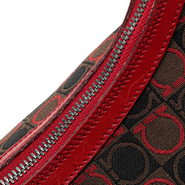 Pre-owned Ferragamo Gancini Canvas Shoulder Bag Brown