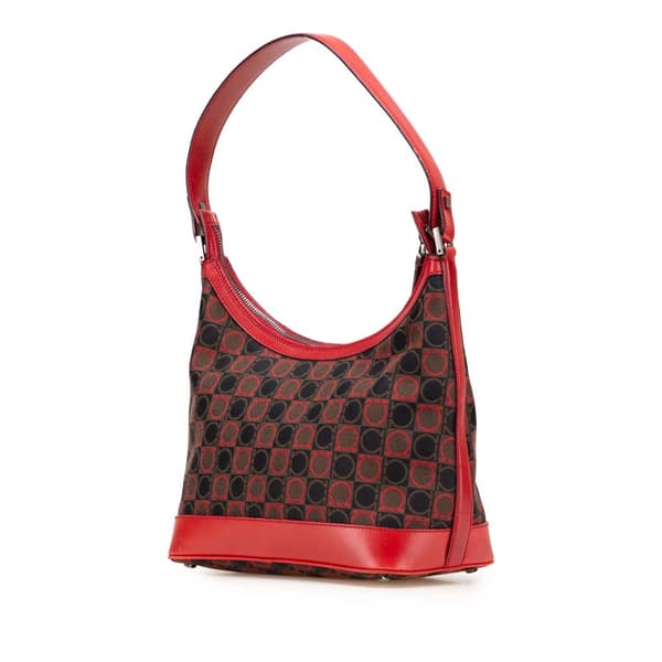 Pre-owned Ferragamo Gancini Canvas Shoulder Bag Brown
