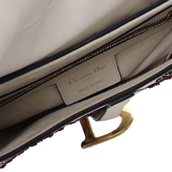 Pre-owned Dior Embroidered Calfskin Toile De Jouy Saddle Bag White