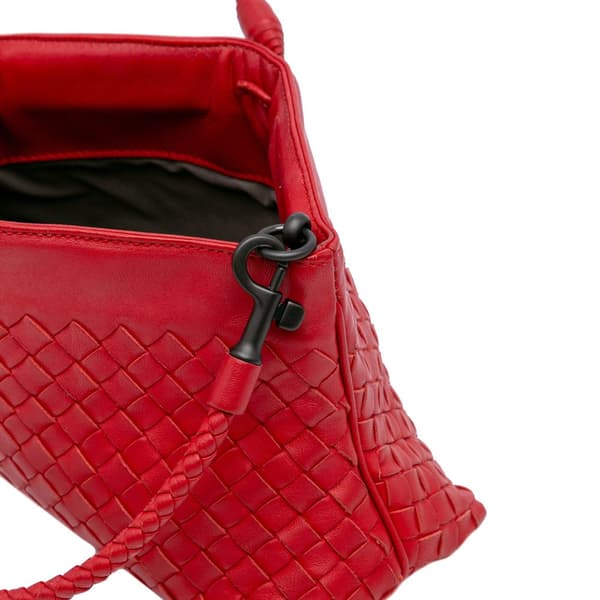 Pre-owned Bottega Veneta Leather Intrecciato Shoulder Bag Red