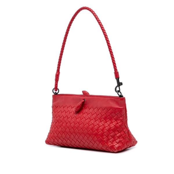 Pre-owned Bottega Veneta Leather Intrecciato Shoulder Bag Red