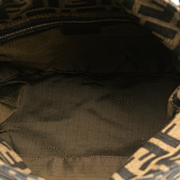 Pre-owned Fendi Zucca Canvas Double Flap Shoulder Bag Brown