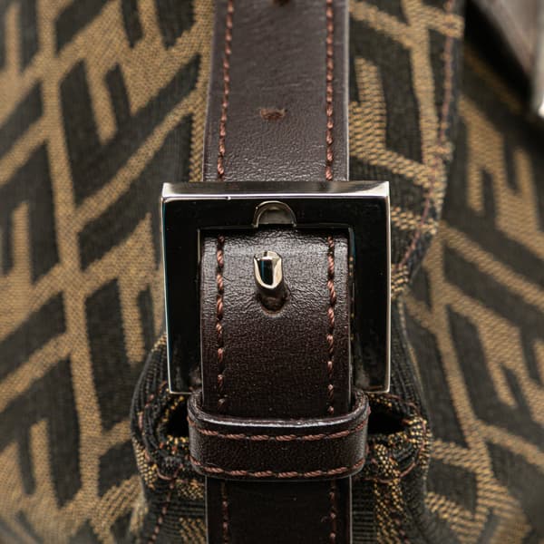 Pre-owned Fendi Zucca Canvas Double Flap Shoulder Bag Brown